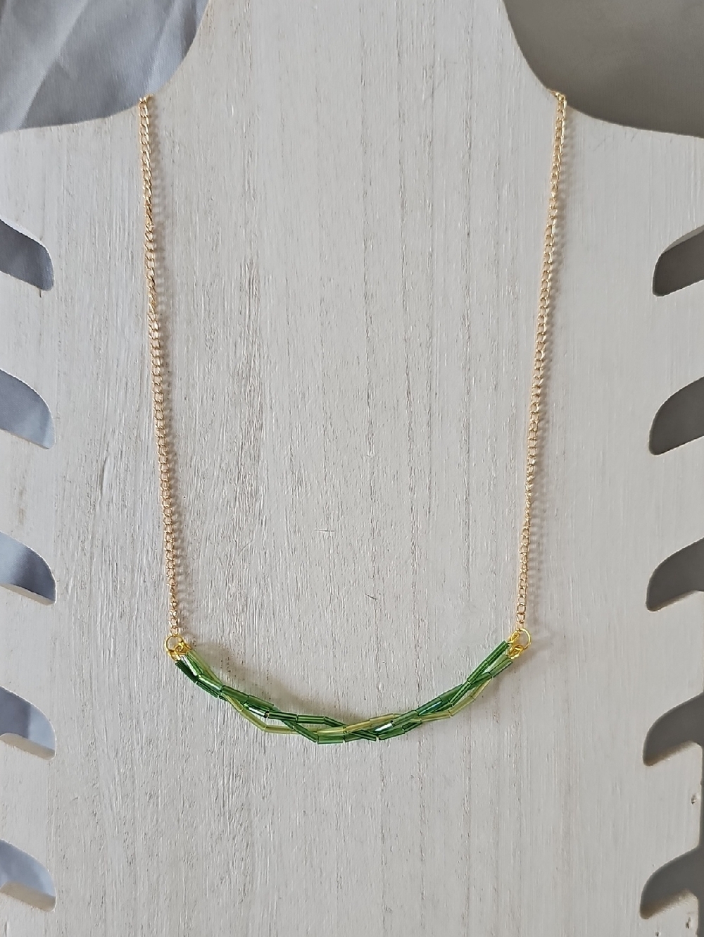 Braided Green Bead Vine Necklace